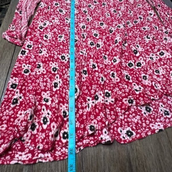 SALE!! 2 for $15 Zara Asymmetric Hem Floral Lightweight Gauzy Dress Red Sz M - Picture 7 of 12